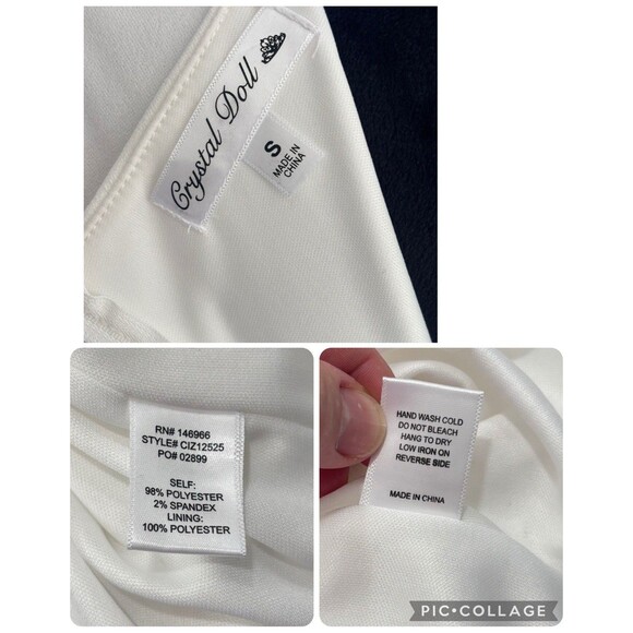 Crystal Doll Women's White Jewel Embellished Dress Juniors Puff-Sleeve Size S - Picture 16 of 16